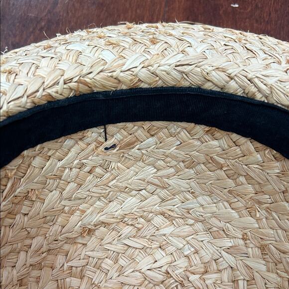 American Hat Company 100% Natural Straw Hat with Navy Ribbon Bow main image 8